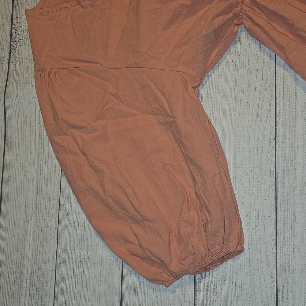 Velvet Torch Babydoll Skater Dress w/ 3/4 Puff Sleeves Pink/Peach Size L NWT - Picture 5 of 11